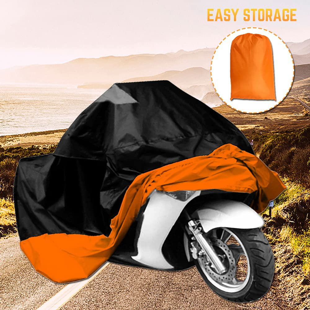 Ficcug Motorcycle Cover,XXXL 190T Waterproof Scooter Motorbike Cover Outdoor Indoor Dust and UV Protection with Storage Bag,for 105" Motorcycles Vehicle Cover
