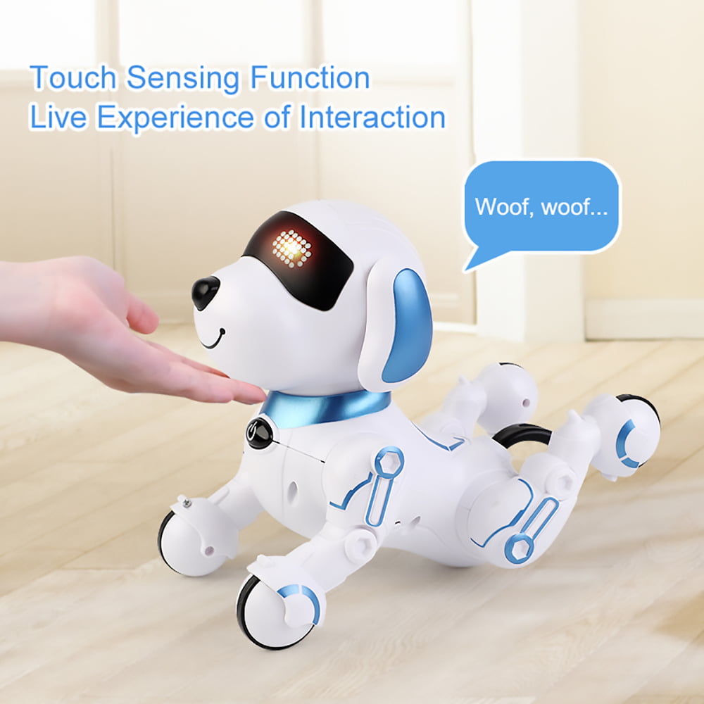 Ficcug Remote Control Robot Dog Toy, Digital Programmable Smart Interactive Puppy Pet with Touch Sensing, Gift for Boys Girls Kids 3+