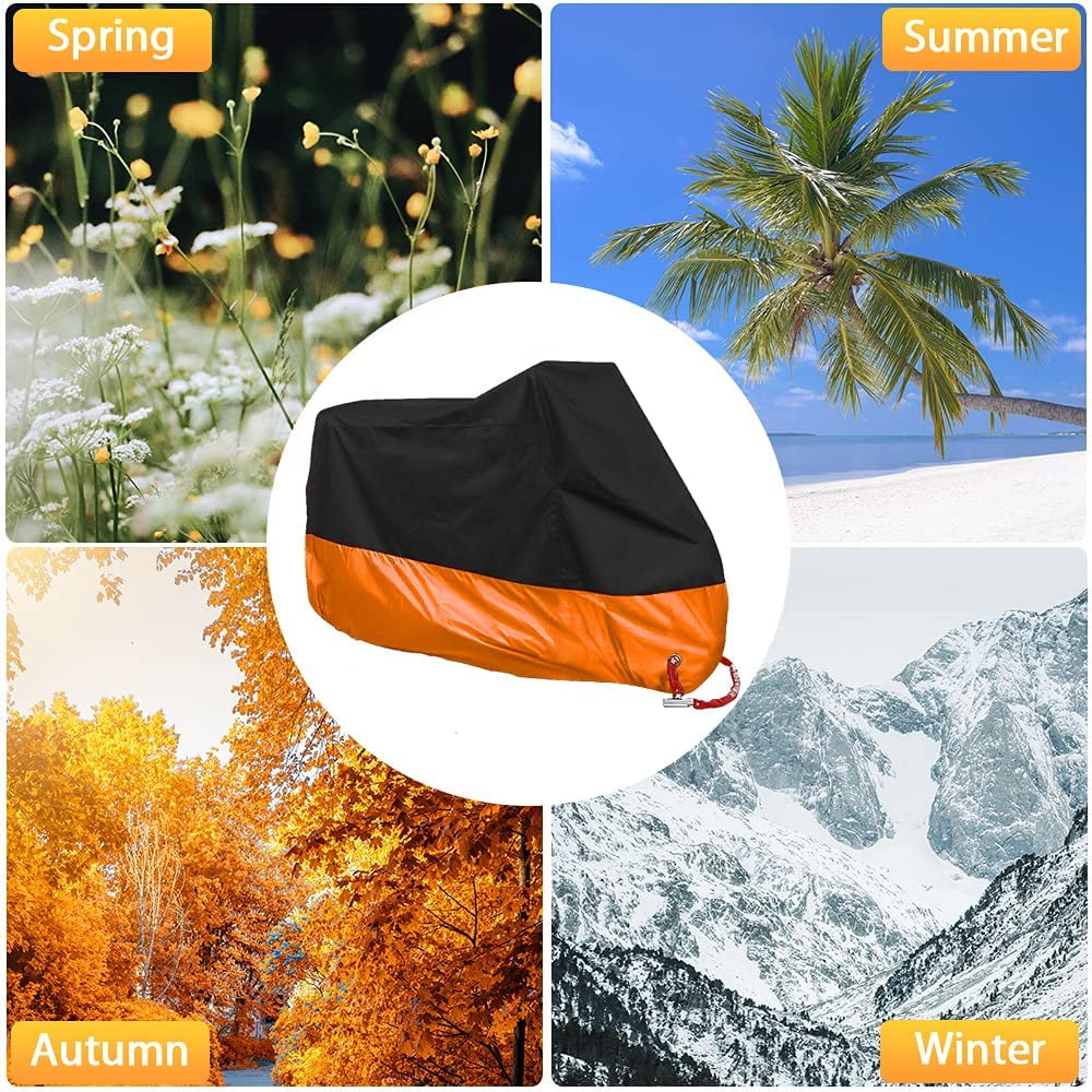 Ficcug Motorcycle Cover,XXXL 190T Waterproof Scooter Motorbike Cover Outdoor Indoor Dust and UV Protection with Storage Bag,for 105" Motorcycles Vehicle Cover