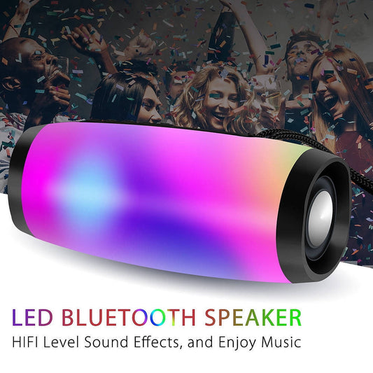 Babyltrl Waterproof Bluetooth Wireless 5.0 Speaker Portable Mini Speaker with Mutil-Colorful LED Lights and 360 Stereo Sound,Outdoor Music Party Show Speaker,Black