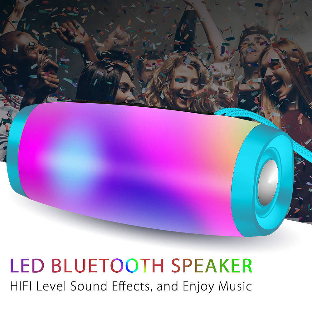 Babyltrl Waterproof Bluetooth Wireless 5.0 Speaker Portable Mini Speaker with Mutil-Colorful LED Lights and 360 Stereo Sound,Outdoor Music Party Show Speaker,Black