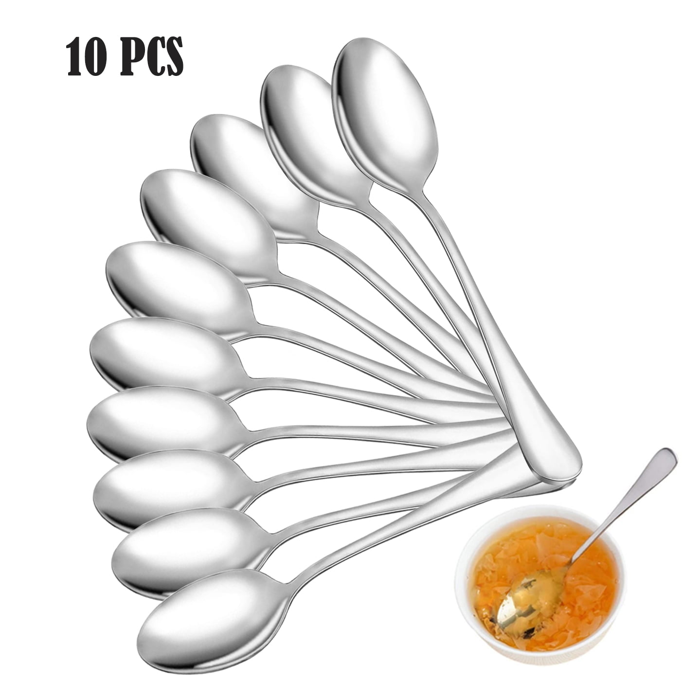 Ficcug 10pcs Food-Grade Stainless Steel Dinner Spoons Sets for Home Kitchen Restaurant,Mirror Polished,Dishwasher Safe