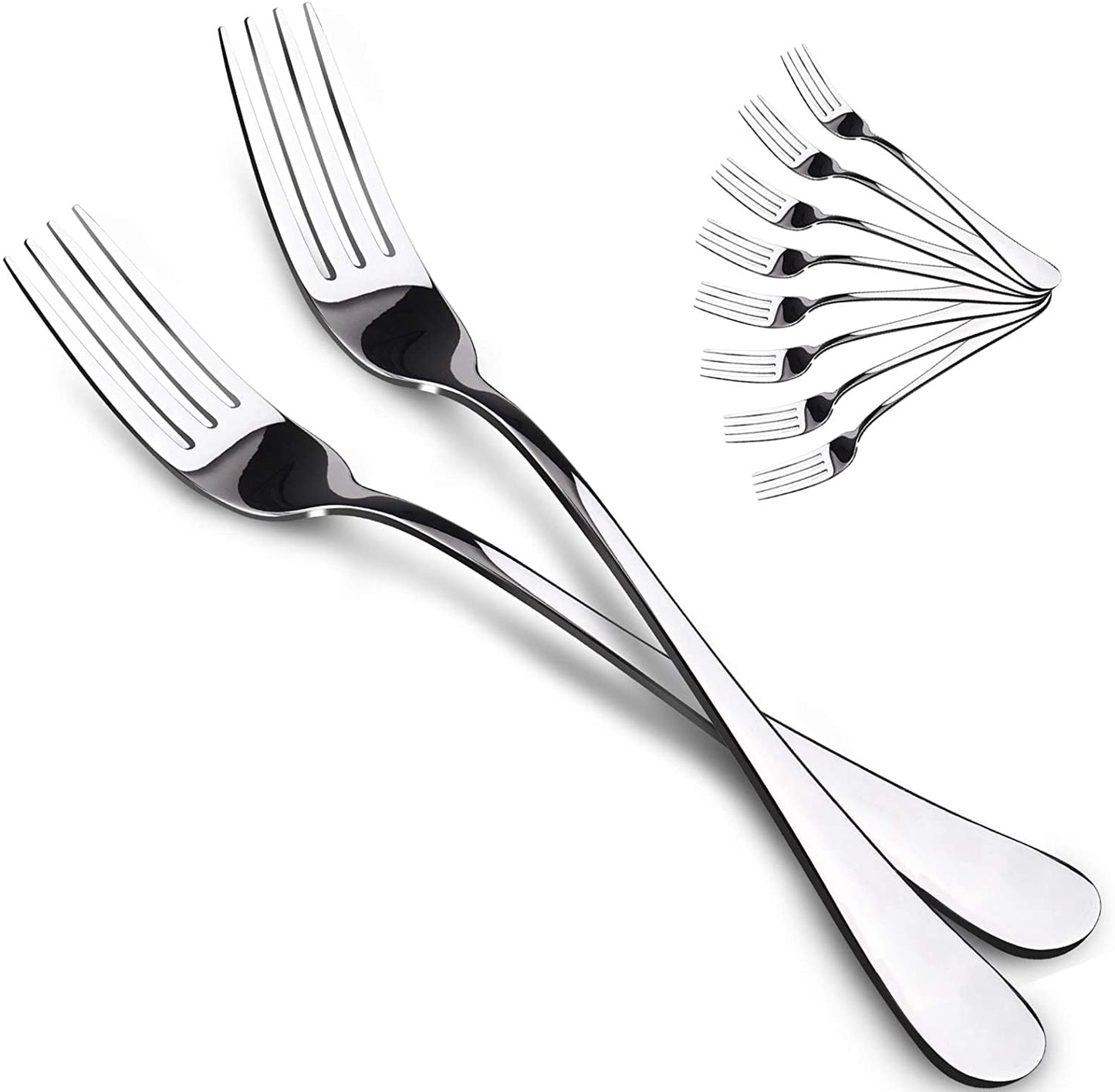 Ficcug Food-Grade Stainless Steel Dinner Forks Set,Salad Forks of 10