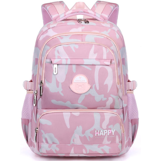 Ficcug Girls School Backpacks,Fashion School Bag for Kids Teens,35L Waterproof Students Bookbags for Elementary Middle,Pink