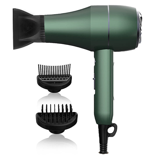Ficcug Ionic Hair Dryer,Professional Blow Dryer Comb Lightweight with Diffuser, Negative Ion Technolog,3 Speed Hot/Cold Wind for Home Salon Travel,Green