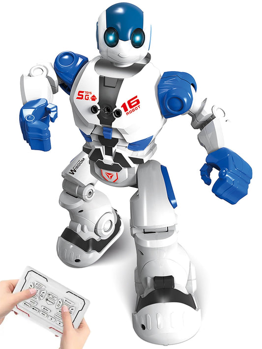Ficcug Kids Remote Control Intelligent Robot Toys,Educational Programmable Smart Robot,Perfect Gift for Boys 4 5 6 7 8+,Blue