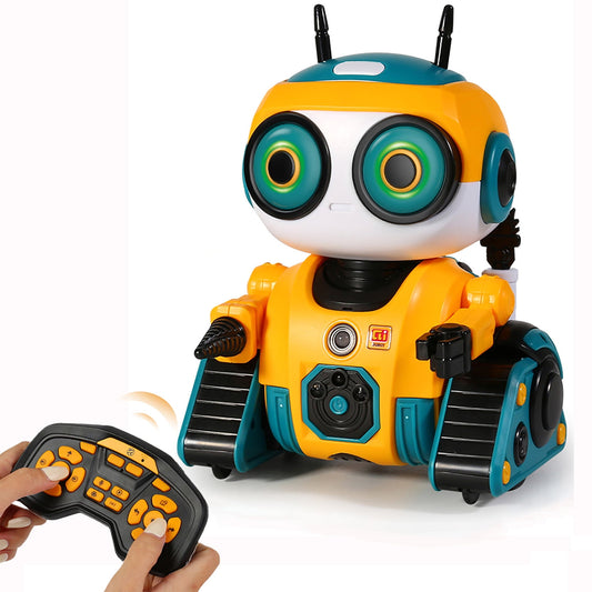Ficcug Remote Control Intelligent Robot Toys for Kids with Recording/Voice changing/Touch Sensing,Educational Programmable Interactive Smart Robot for 3 4 5 6 Year Old Boys Girls Toddlers,Yellow