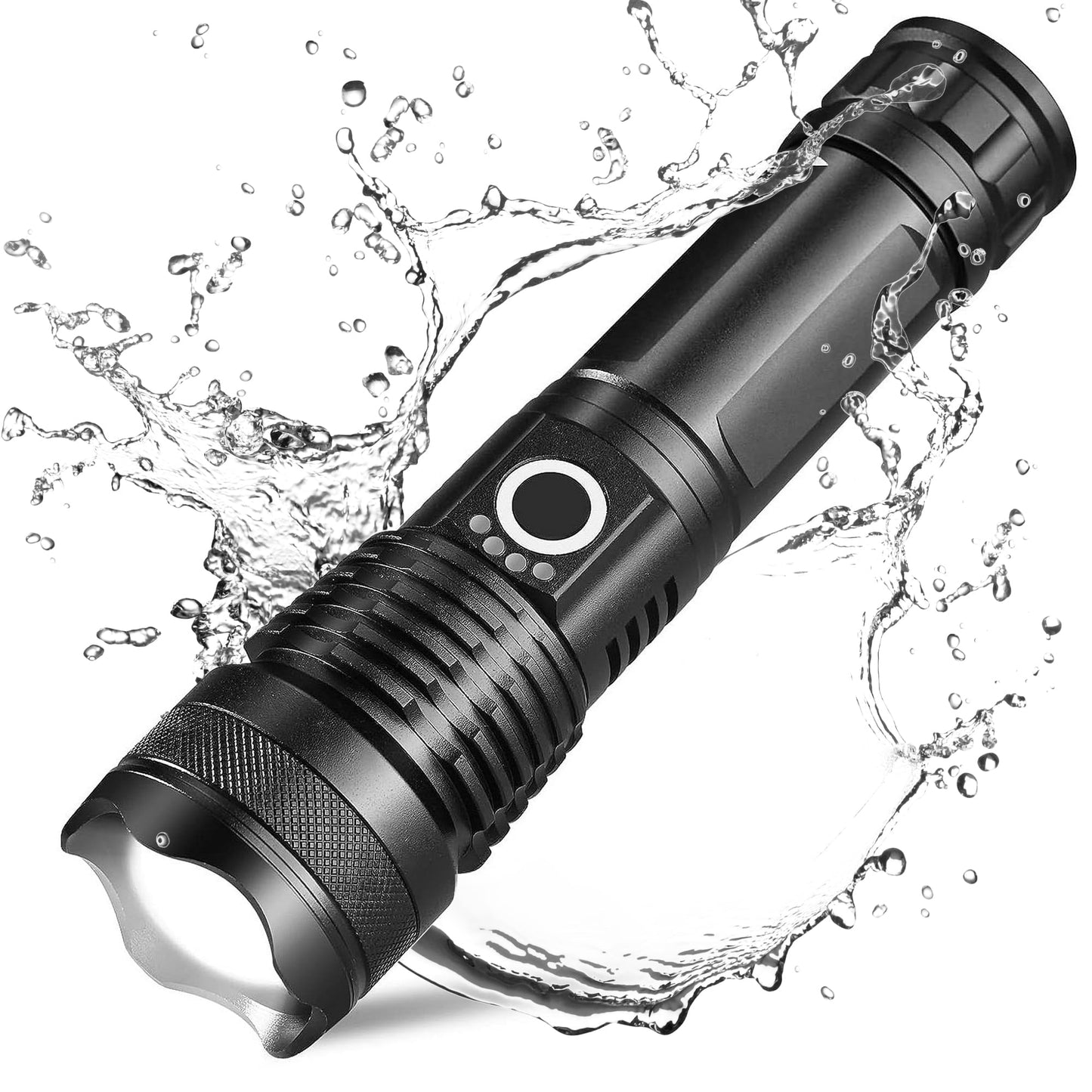 Ficcug Rechargeable LED Flashlight 90000 Lumens Powerful Zoom Torch with Battery for Outdoor Camping