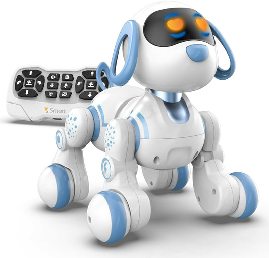 Ficcug Remote Control Robot Dog for Kids, Intelligent ProgrammableInteractive Puppy Pet Toys with Touch Sensing,Dance & Music,Gift for 3 4 5 6+ Ages Boys Girls,Blue