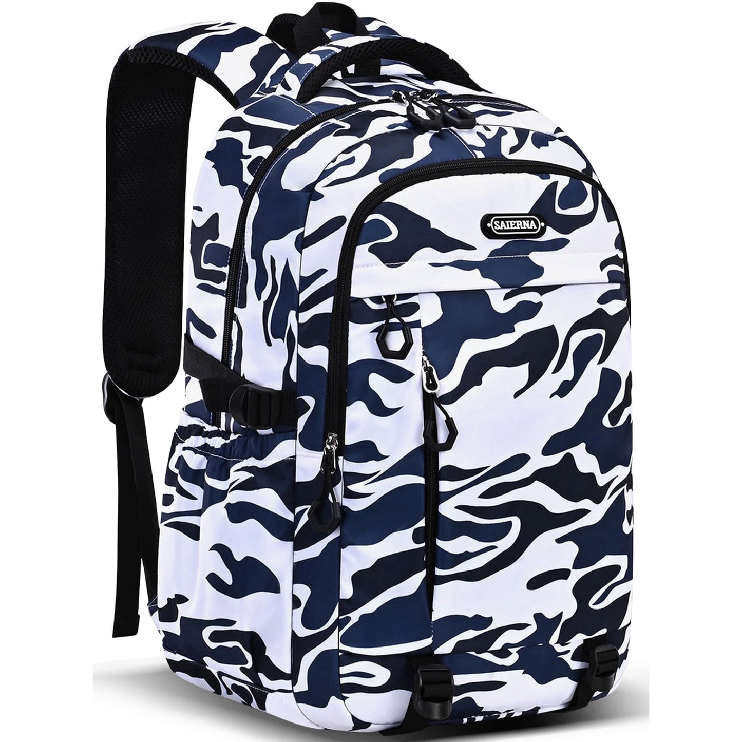 Ficcug School Backpack for 16" Laptop,Fashion Waterproof School Bag for Boys Girls Women Men Teens,Middle / High / College Bookbags,Blue