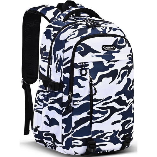 Ficcug School Backpack for 16" Laptop,Fashion Waterproof School Bag for Boys Girls Women Men Teens,Middle / High / College Bookbags,Blue