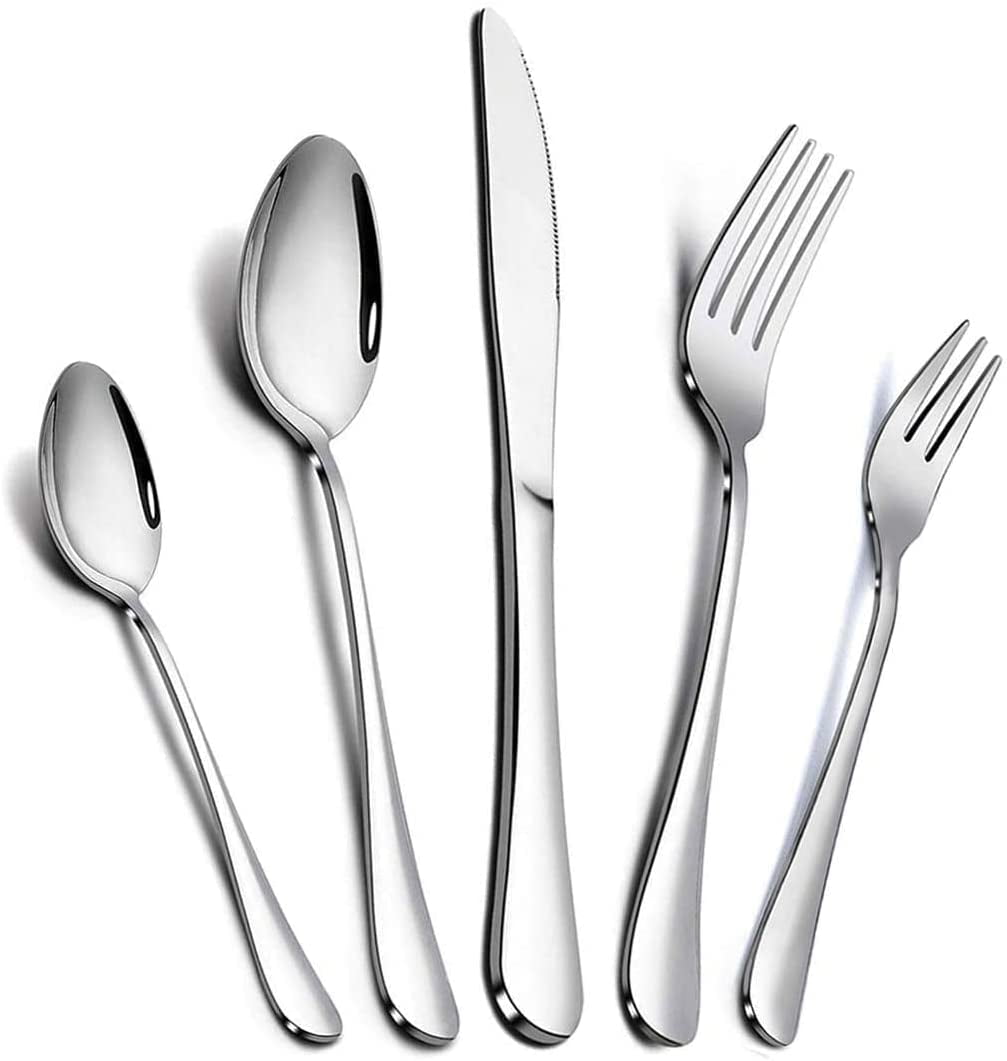 Ficcug Silverware Sets,20 Piece Stainless Steel Flatware Set,Knife Fork Spoon Tableware Cutlery Set for Kitchen and Restaurant,Service for 4