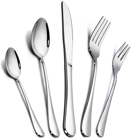 Ficcug Silverware Sets,20 Piece Stainless Steel Flatware Set,Knife Fork Spoon Tableware Cutlery Set for Kitchen and Restaurant,Service for 4