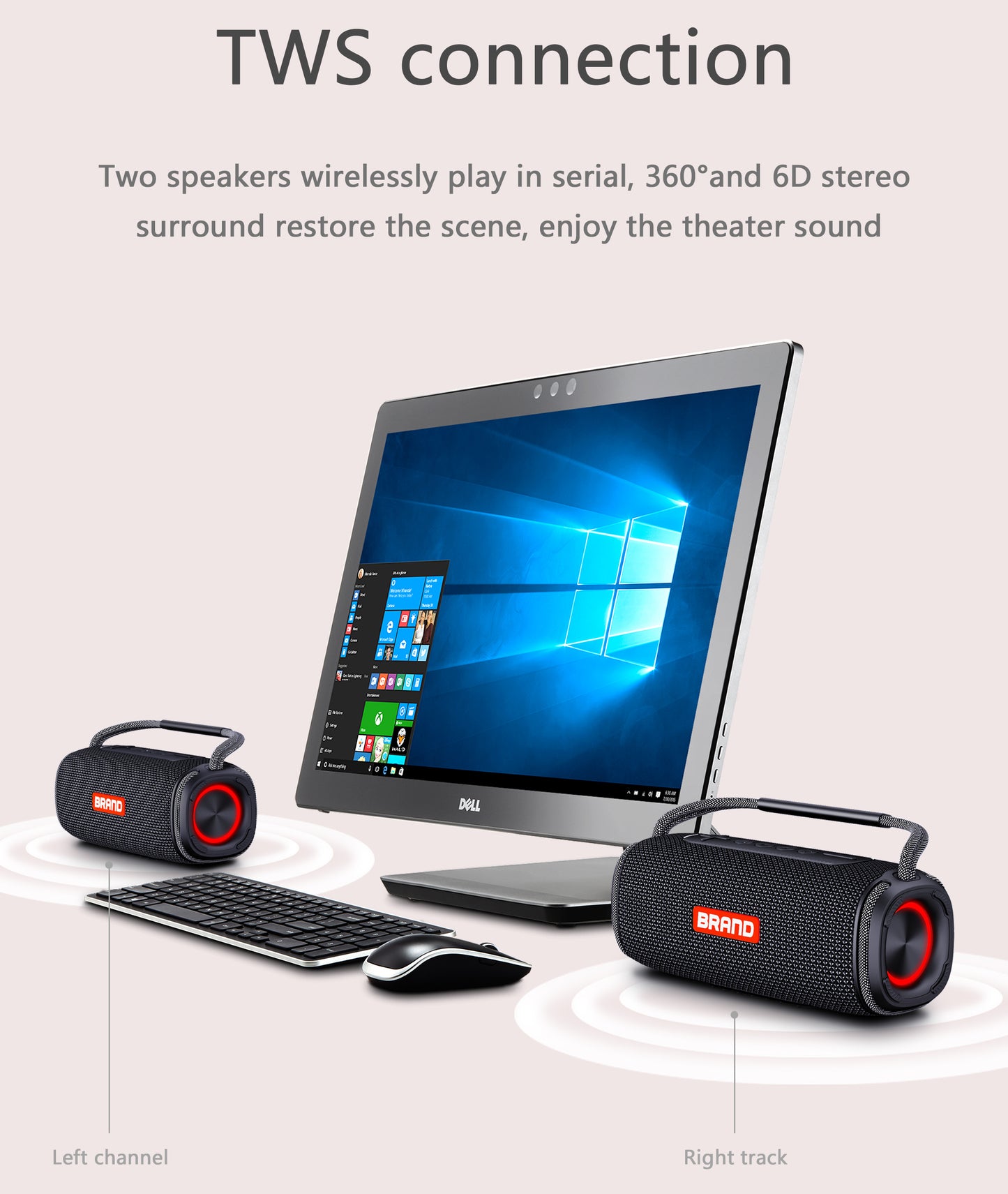 Ficcug Waterproof Portable Wireless Bluetooth Speaker,20W Small Speaker with TWS Pairing | Deep Bass | LED Lights,Outdoor Party Speaker,Black