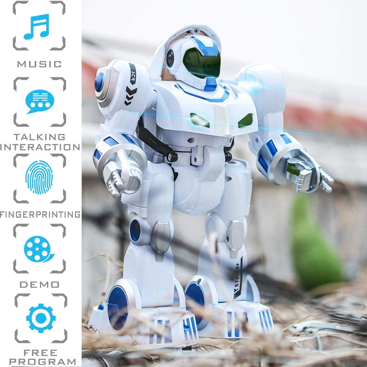 Ficcug Kids Remote Control Intelligent Robot Toys,Fingerprint Transform Programmable Singing Dancing Smart Robot,Perfect for Boys 4 5 6 7 8+