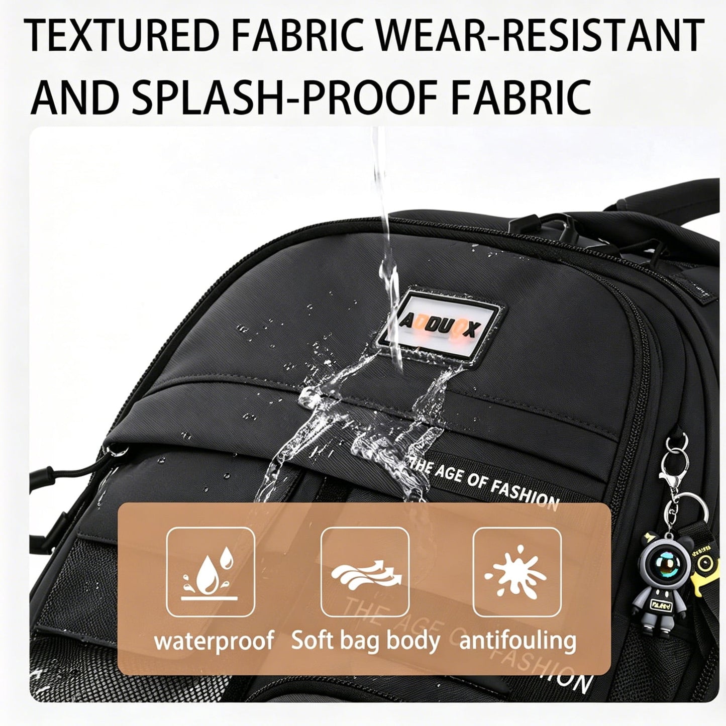Ficcug School Backpack for 15.6" Laptop,Fashion Waterproof School Bag for Boys Girls Women Men Teens,Middle / High / College Bookbags,Black