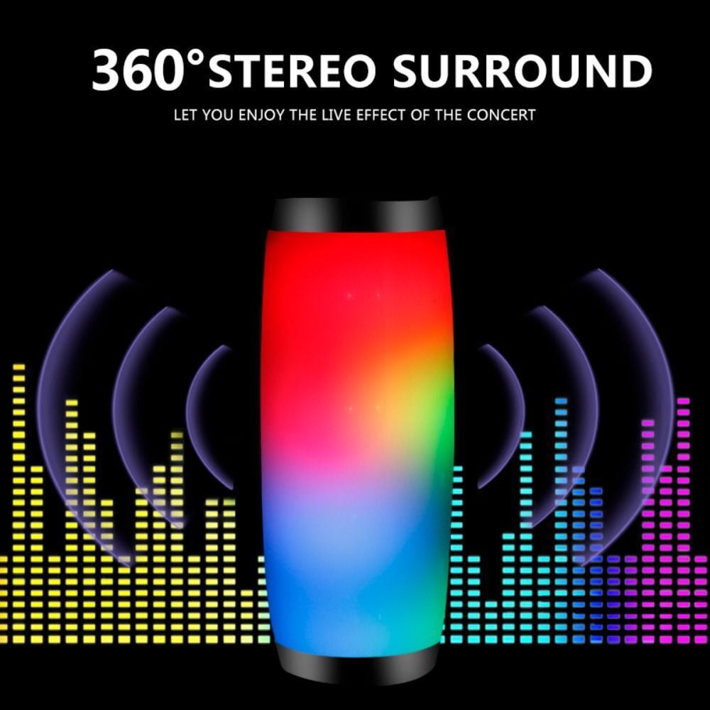 Babyltrl Waterproof Bluetooth Wireless 5.0 Speaker Portable Mini Speaker with Mutil-Colorful LED Lights and 360 Stereo Sound,Outdoor Music Party Show Speaker,Black