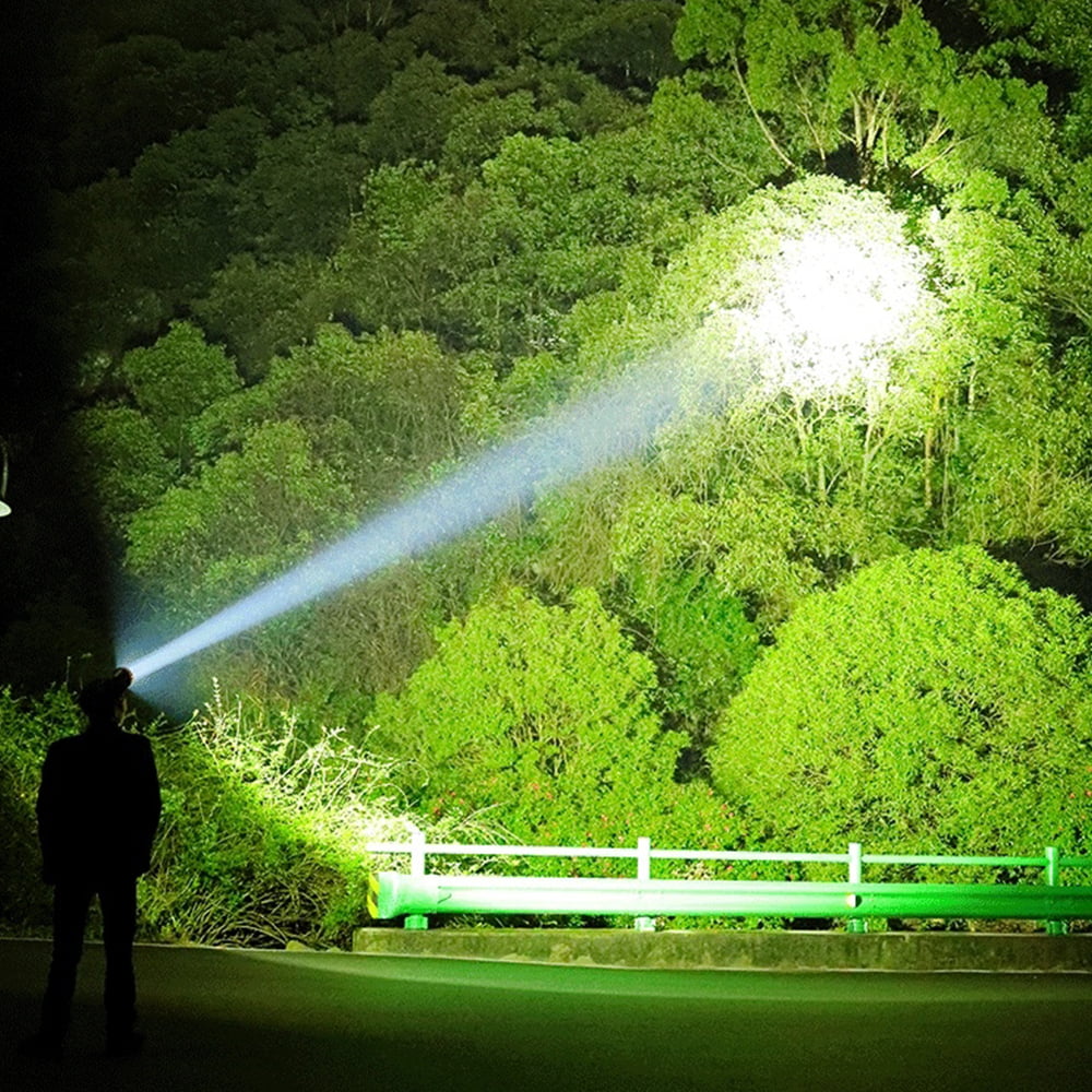 Ficcug Rechargeable LED Flashlight 90000 Lumens Powerful Zoom Torch with Battery for Outdoor Camping