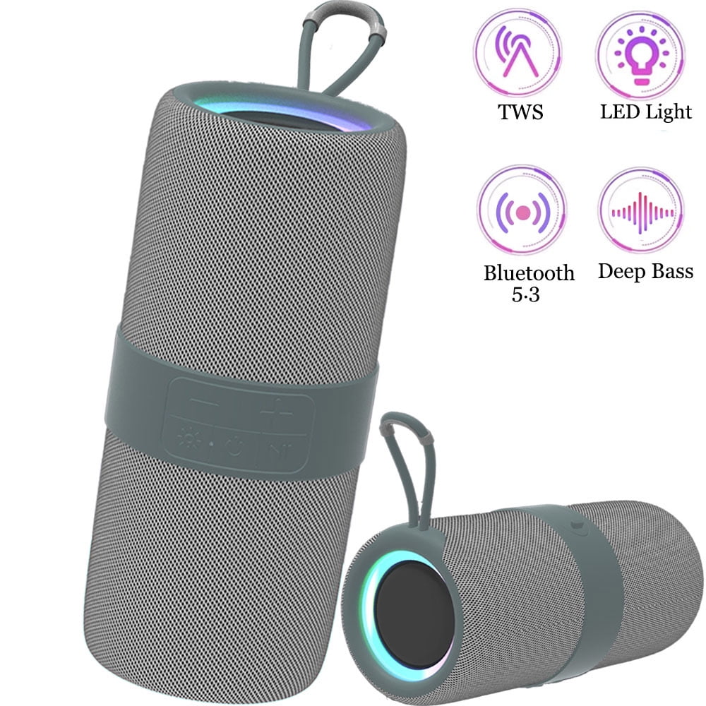Ficcug Waterproof Wireless Bluetooth Speaker,Portable Mini Speaker with LED Lights and 360 Surround Sound,Outdoor Music Party Speaker,Blue