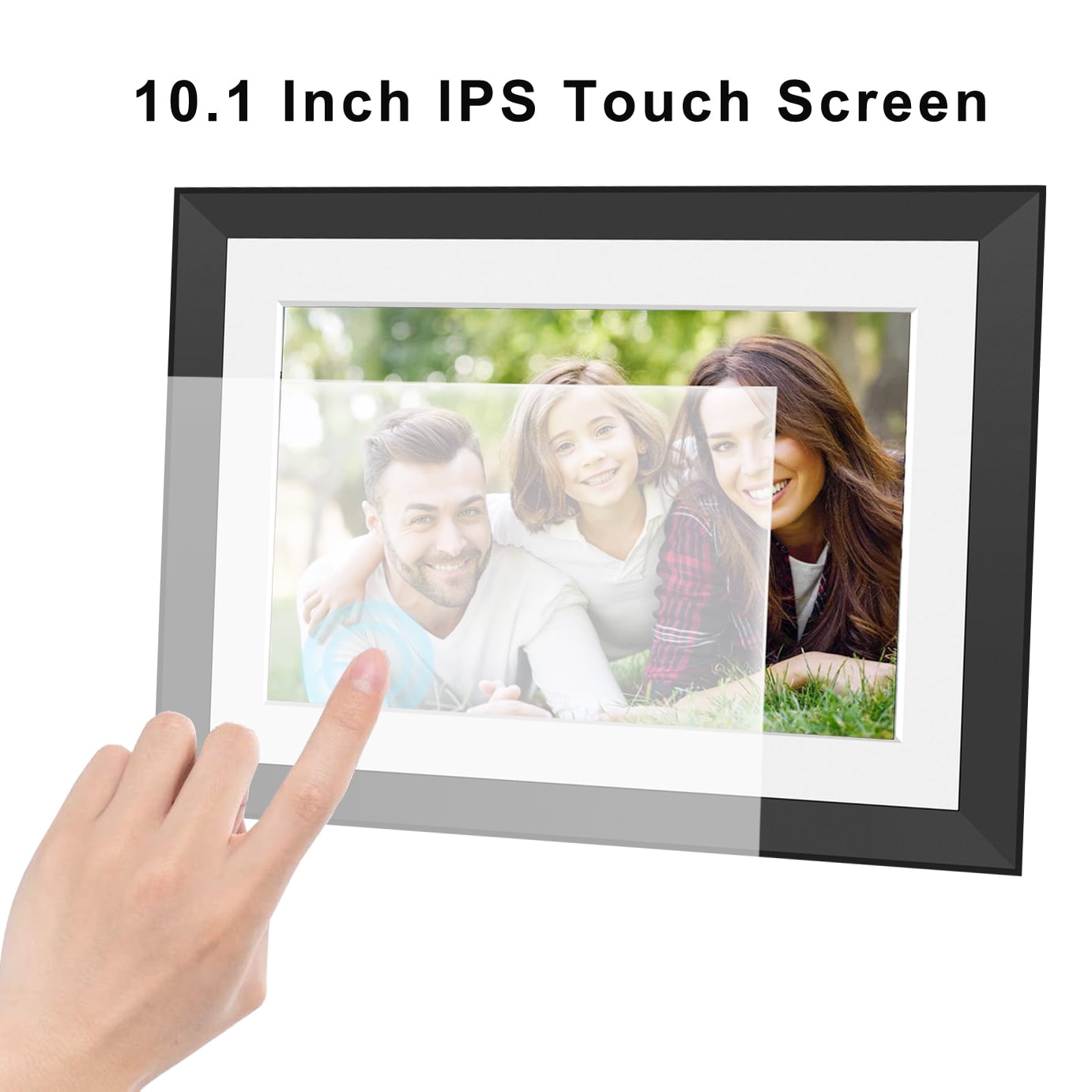 Ficcug Upgrade 10.1"Digital Picture Frame,16GB Wifi Smart Photo Frame,HD IPS Touch Screen,Easy Share Photos Videos via App from Anywhere,Perfect for Gift-Black