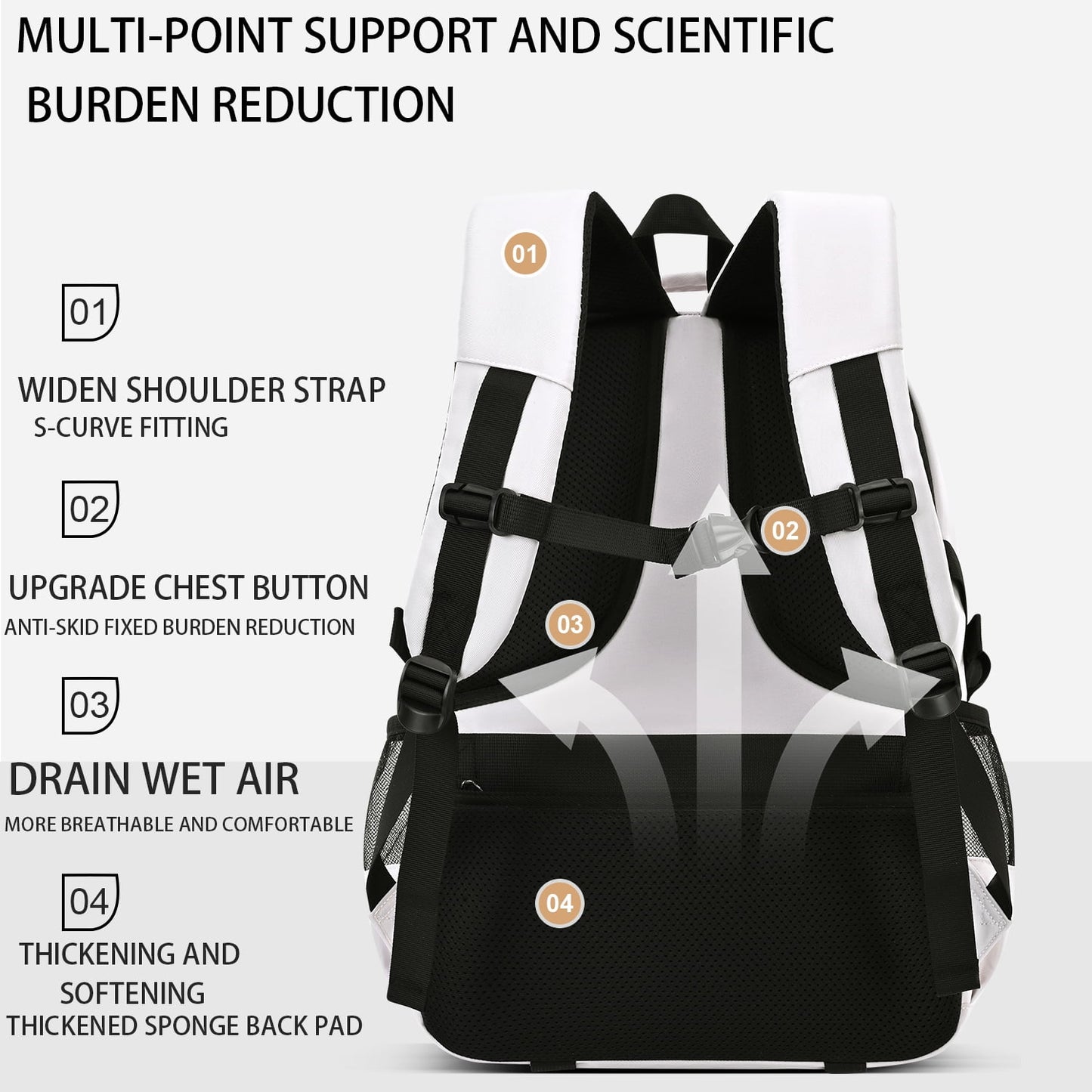 Ficcug School Backpack for 15.6" Laptop,Fashion Waterproof School Bag for Boys Girls Women Men Teens,Middle / High / College Bookbags,off-White