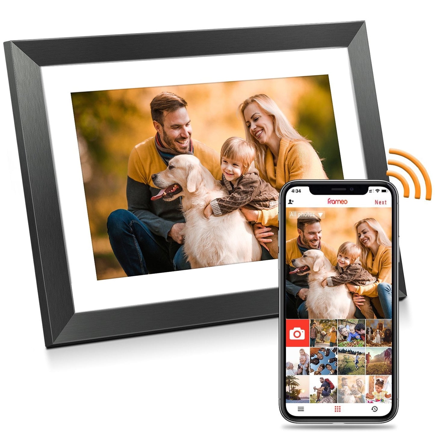Ficcug Upgrade 10.1"Digital Picture Frame,16GB Wifi Smart Photo Frame,HD IPS Touch Screen,Easy Share Photos Videos via App from Anywhere,Perfect for Gift-Black