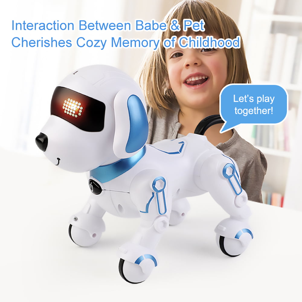 Ficcug Remote Control Robot Dog Toy, Digital Programmable Smart Interactive Puppy Pet with Touch Sensing, Gift for Boys Girls Kids 3+