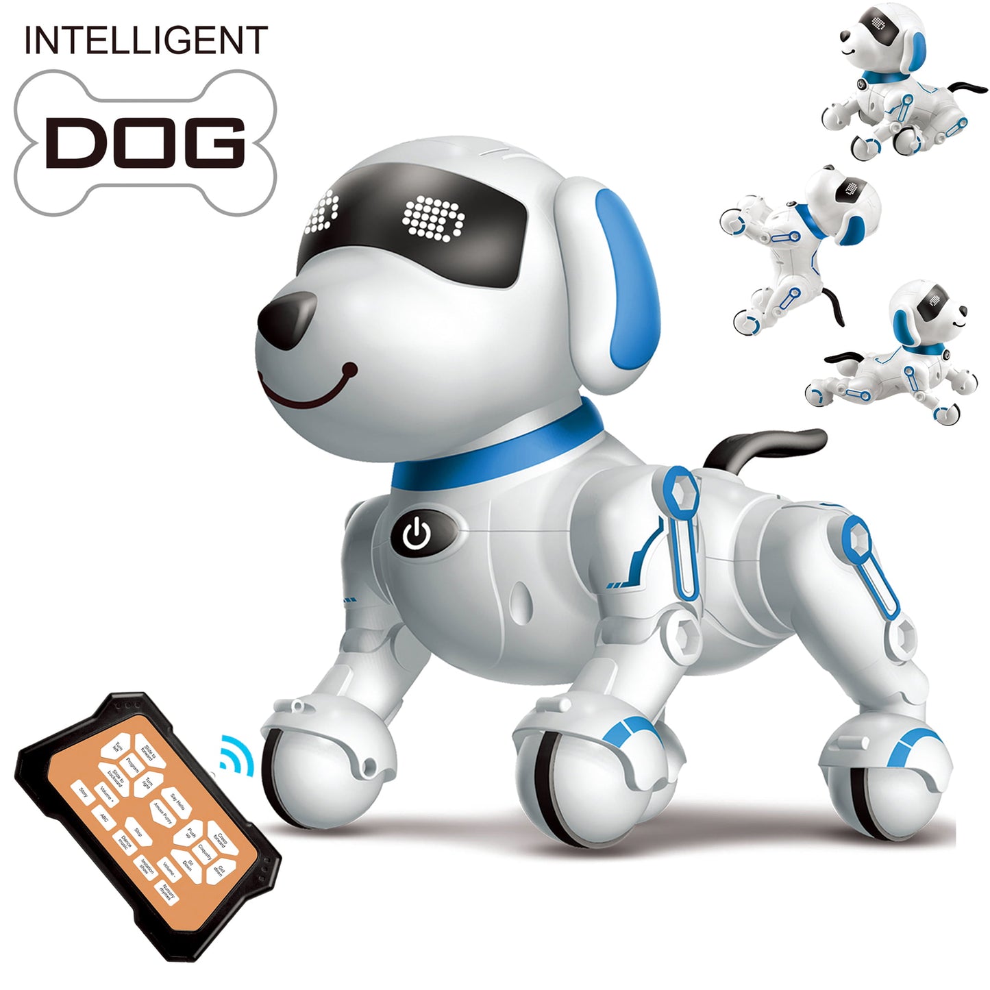 Ficcug Remote Control Robot Dog Toy, Digital Programmable Smart Interactive Puppy Pet with Touch Sensing, Gift for Boys Girls Kids 3+