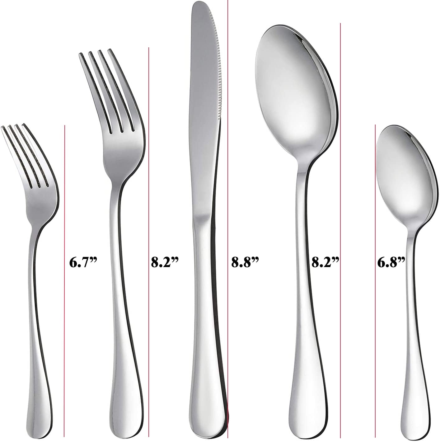 Ficcug Silverware Sets,20 Piece Stainless Steel Flatware Set,Knife Fork Spoon Tableware Cutlery Set for Kitchen and Restaurant,Service for 4