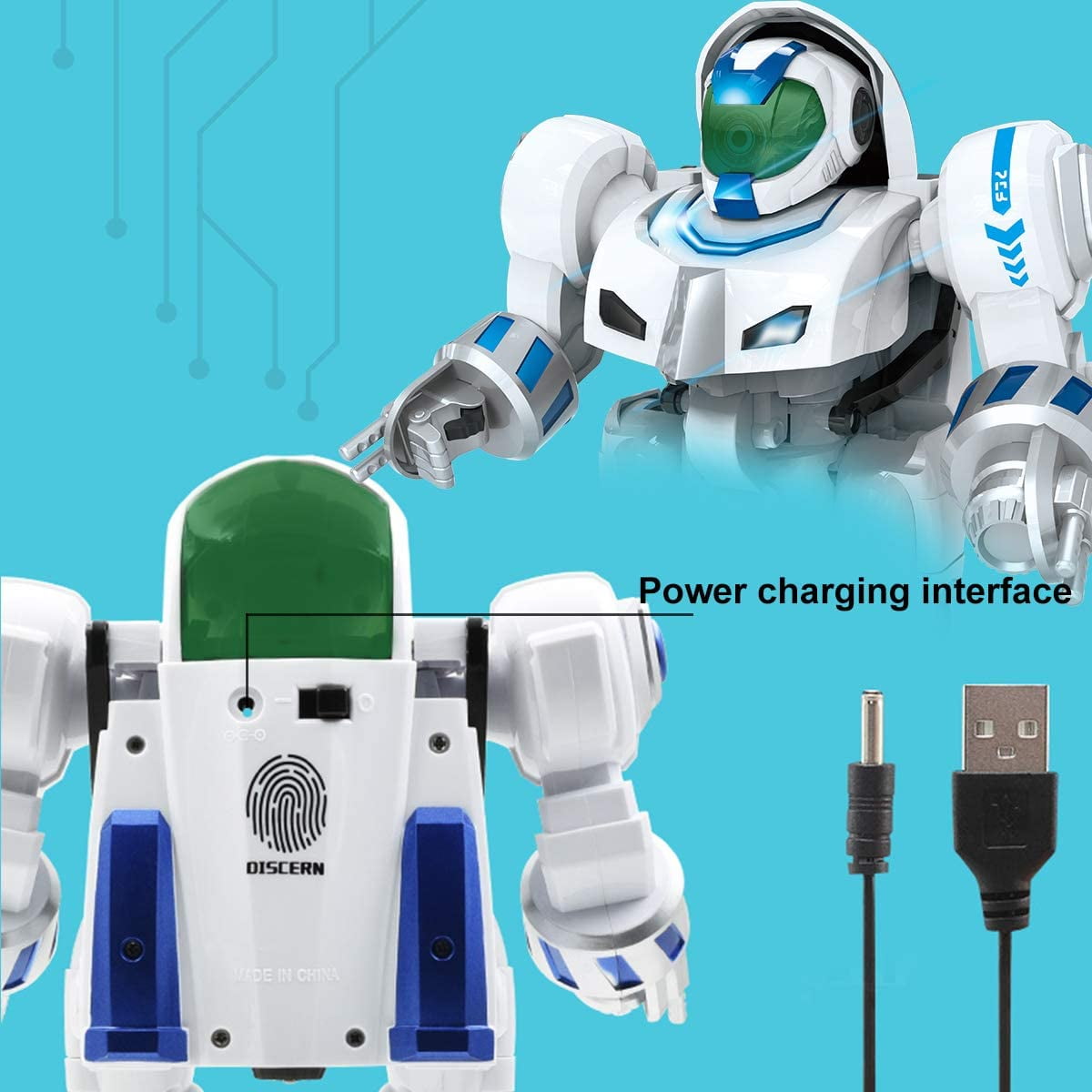 Ficcug Kids Remote Control Intelligent Robot Toys,Fingerprint Transform Programmable Singing Dancing Smart Robot,Perfect for Boys 4 5 6 7 8+
