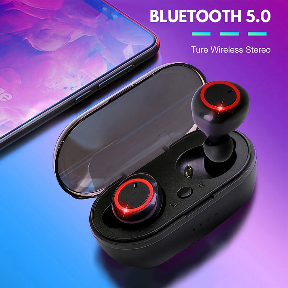 Ficcug Wireless Earbuds Bluetooth 5.0 Headphones TWS True Wireless Stereo Headset Earphone with Charging Case Compatible with iPhone Android for Sports Running Workout