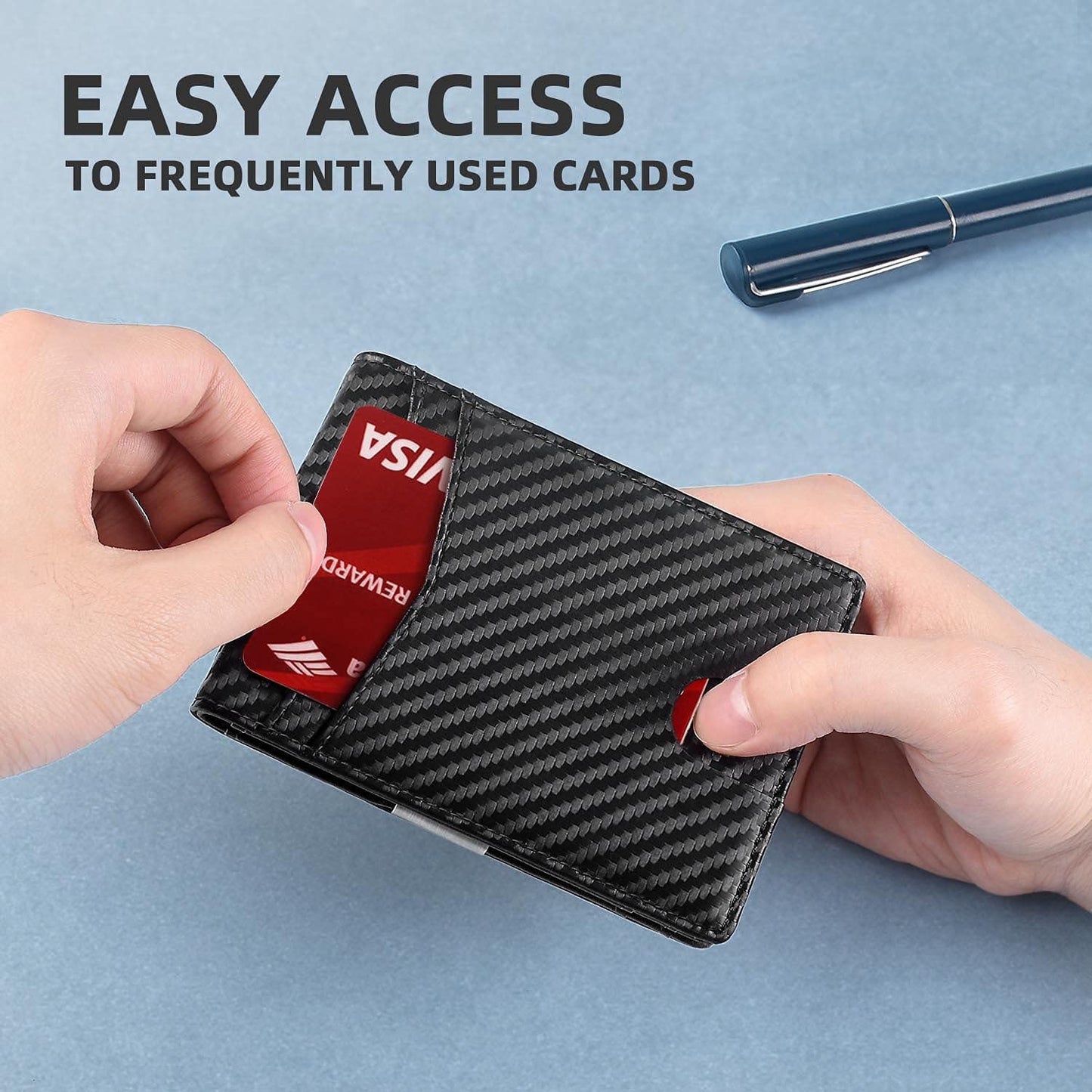 Burufy Wallet for Men Slim,Genuine Leather Mens Wallet,Bifold Minimalist Front Pocket Wallets RFID Blocking Credit Card with Money Clip & 12 Slots,Perfect Gifts